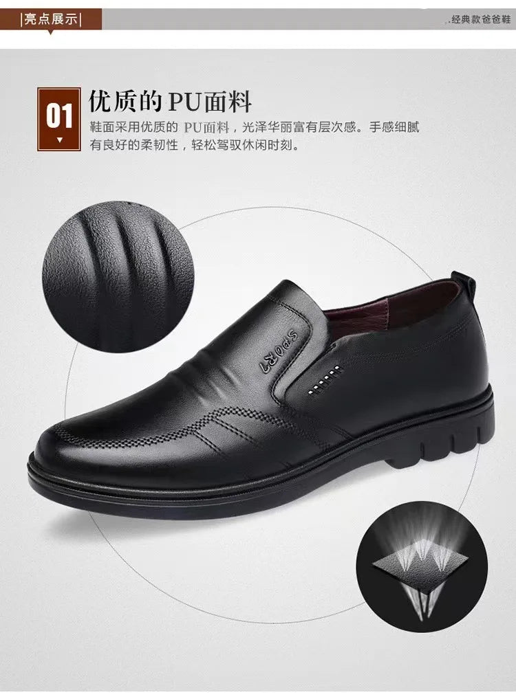 Men's leather shoes new black Soft bottom anti slip and breath shoes men's Business dress casual Zapatos luxury light flat