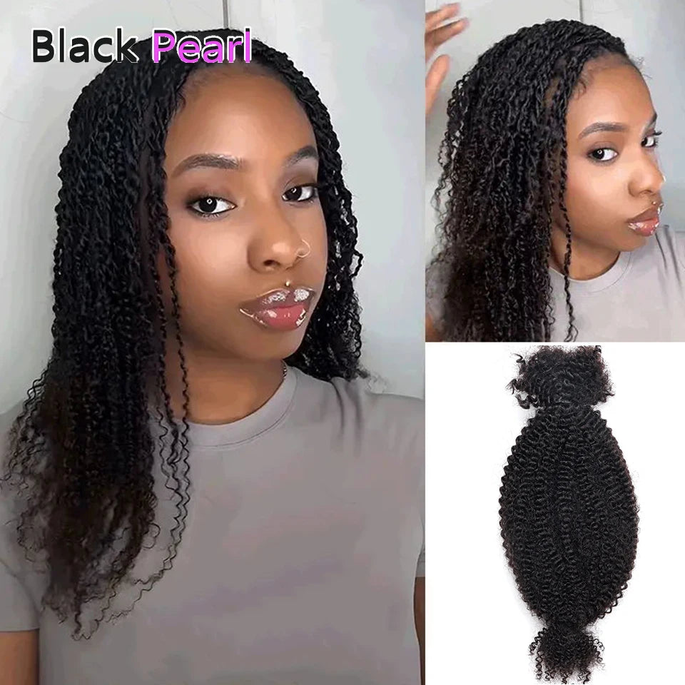 Black Pearl Afro Kinky Curly Bulk Human Hair for Dreadlock Extensions Loc Repair Braiding Twist Afro Kinky Human Hair For Locs