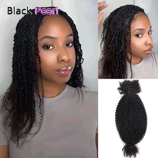 Black Pearl Afro Kinky Curly Bulk Human Hair for Dreadlock Extensions Loc Repair Braiding Twist Afro Kinky Human Hair For Locs