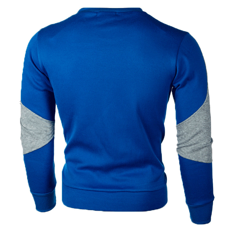 New Men's Casual Crewneck Sweatshirt Color Block Autum Spring Pullover Sweatshirts