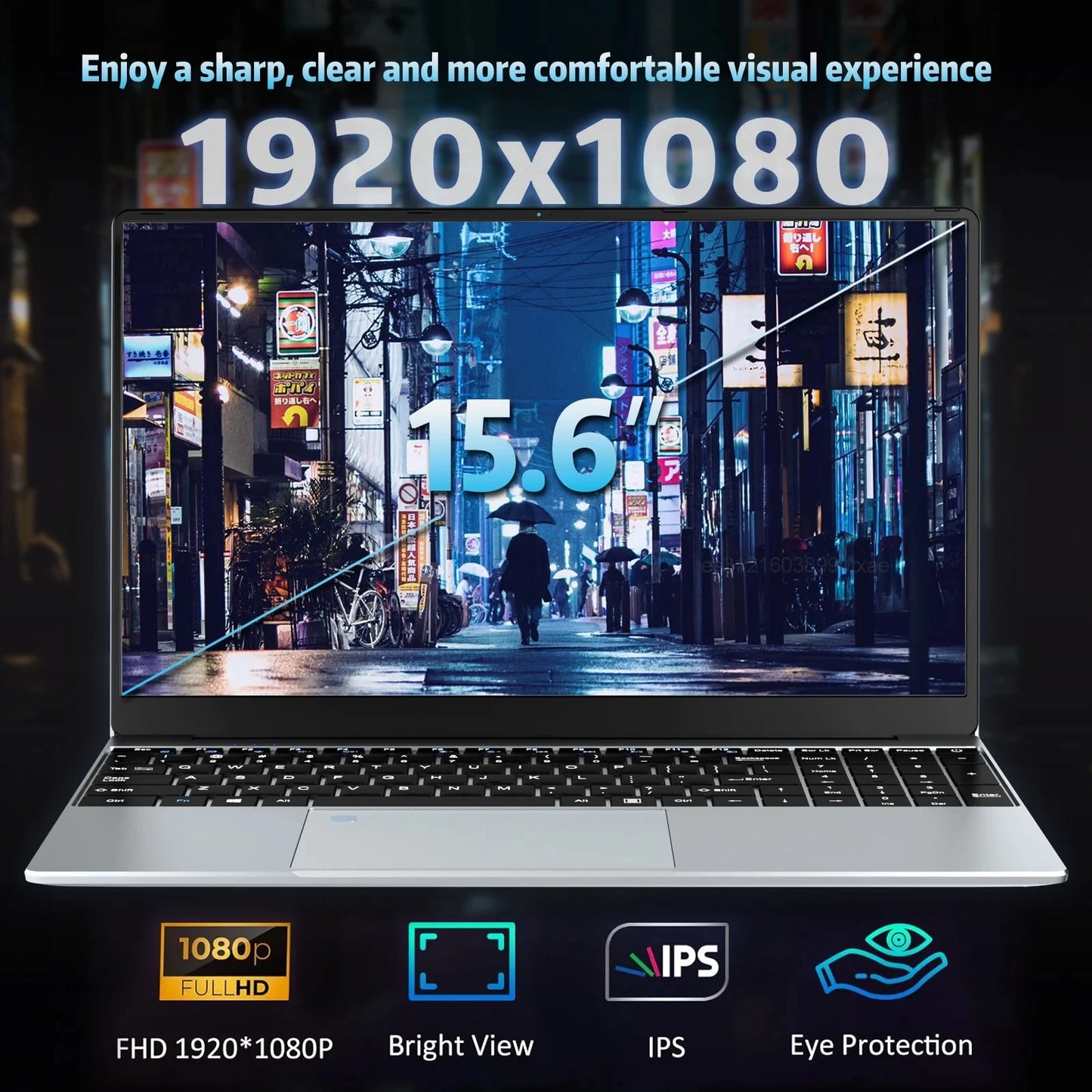 2025 NEW 15.6" Laptop Portable Intel N95 32GB DDR4 2TB SSD 7500mAh Windows11 Office Notebook Pc Gamer with Backlit Fingerprint