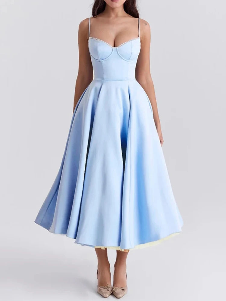 Circyy Sexy Dress Women Halter Low Cut  A-line Dress Backless Sexy Knee-Length Dresses Mesh Spliced Pink Dresses Summer 2025 New