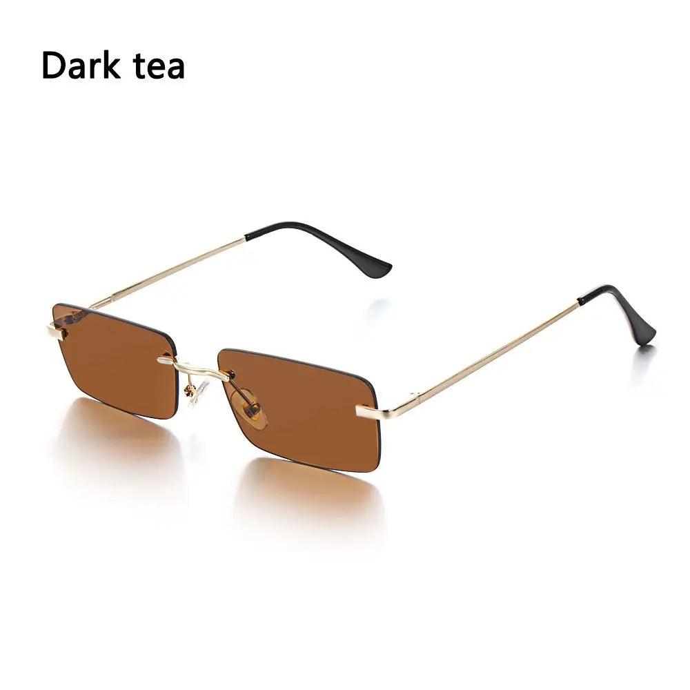 Trendy Punk Sunglasses Rimless Rectangle Sun Glasses for Men Women Fashion UV400 Driving Shades Frameless Gradient Eyewear