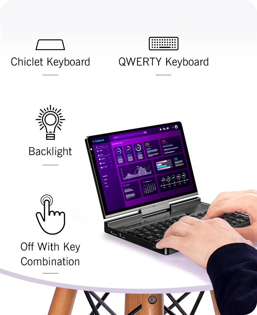 New 2025 version! GPD Pocket 4 8.8-inch AMD AI 9 HX 370 64GB RAM 2TB NVMe 2.5K resolution 144Hz refresh rate Gaming Mini Laptop