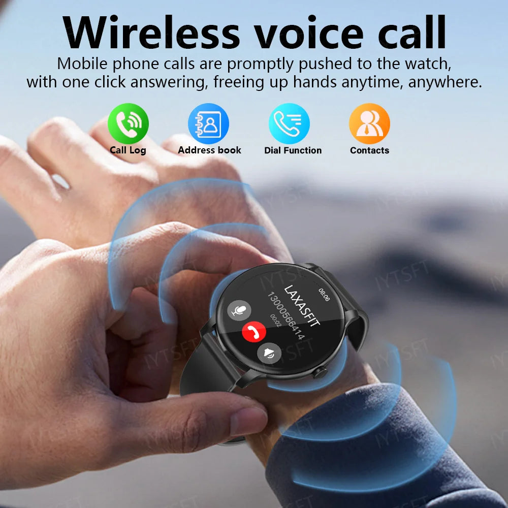 LAXASFIT New Smart Watch Men's Full Touch Screen Sports & Fitness Watch Bluetooth Talk Ladies Smart Watch for Android iOS