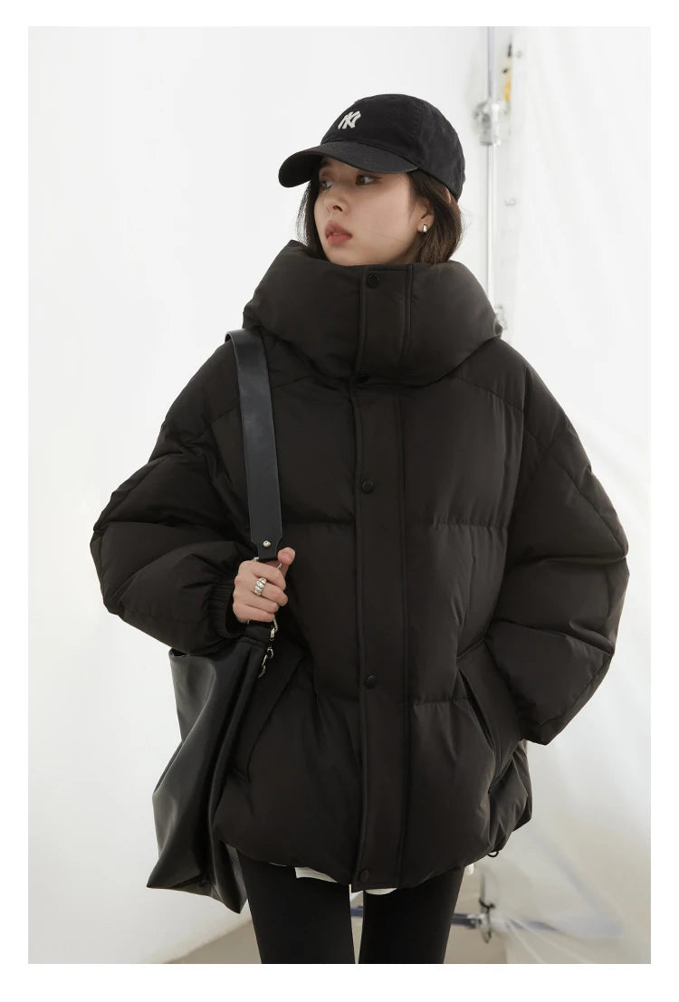 CHIC VEN Women Down Coats New Loose Hooded 90 White Duck Down Down Jacket Female Warm Bread Jacket Autumn Winter 2024