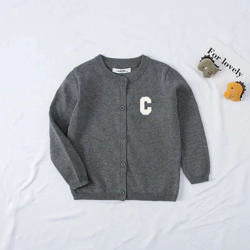 Autumn Kids Cardigan Sweaters Baby Girl Clothes Cartoon Letter Solid Cotton Sweater Boys Children Clothing Knitted Kids Sweaters
