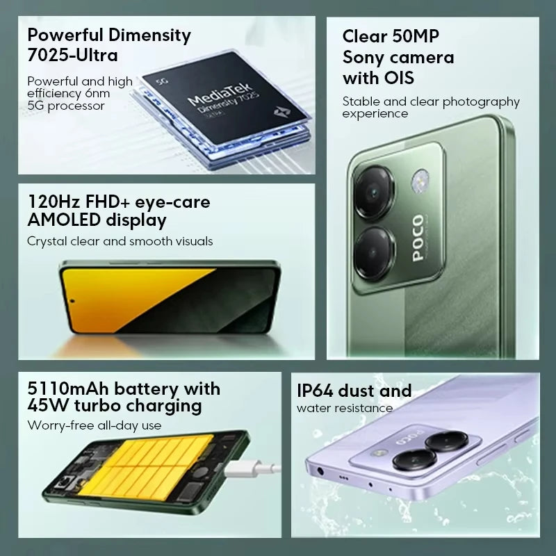 POCO M7 Pro Global Version 6.67" AMOLED Camera 5110mAh Dimensity 7025-Ultra Fast Charge NFC