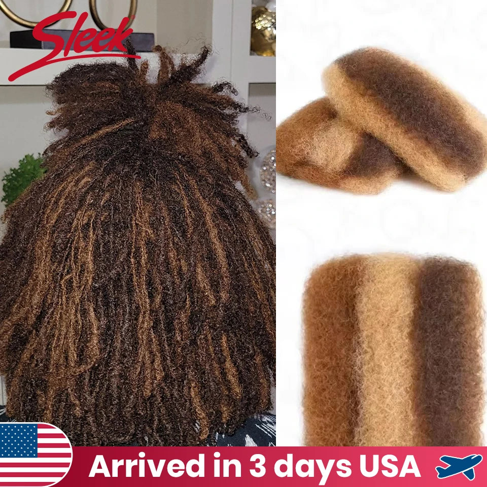 20 Inch Colored Braids Hair Gold Blonde Highlight  Afro Kinky Bulk Hair No Attachment Afro Curly Bulk Human Hair Remy Dreadlock