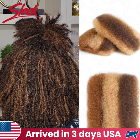 Brown Blonde Highlight  Afro Kinky Bulk Hair No Attachment Afro Curly Bulk Human Hair Remy Dreadlock Natural Color Braids Hair