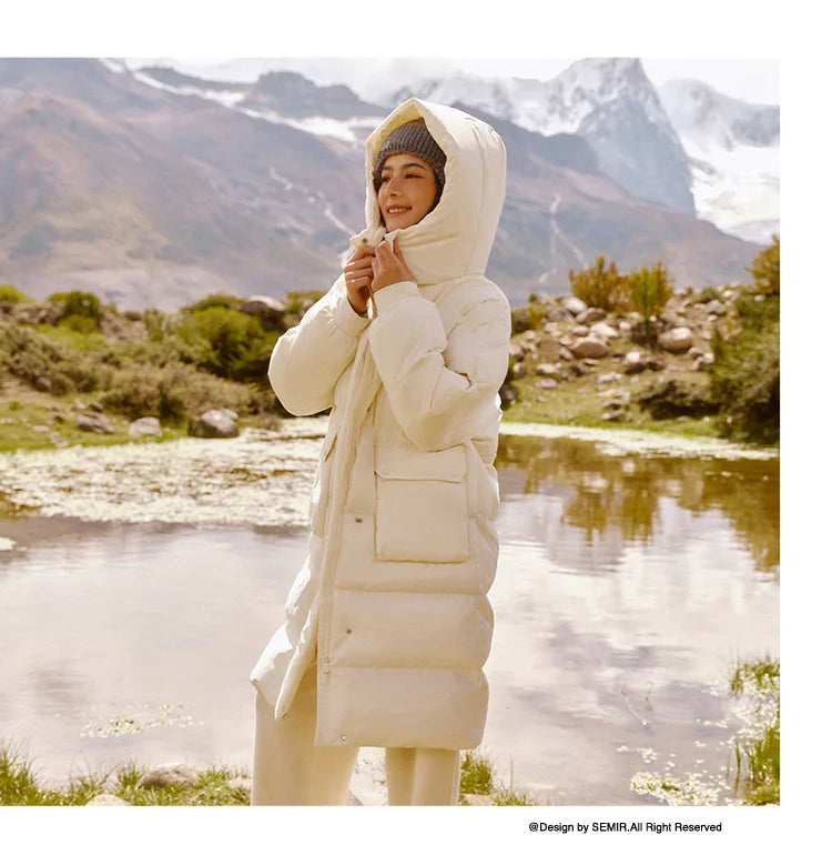 Semir Down Coat Women Long Three-proof Windproof Warm 2025 Winter New Loose Hooded Versatile Jacket