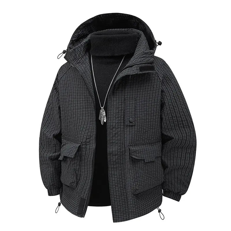 Spring Autumn Hooded Jackets Men Waterproof Outerwear Coats Solid Color Casual Loose Couple Fashion Hooded Coat Fashion Tops Man