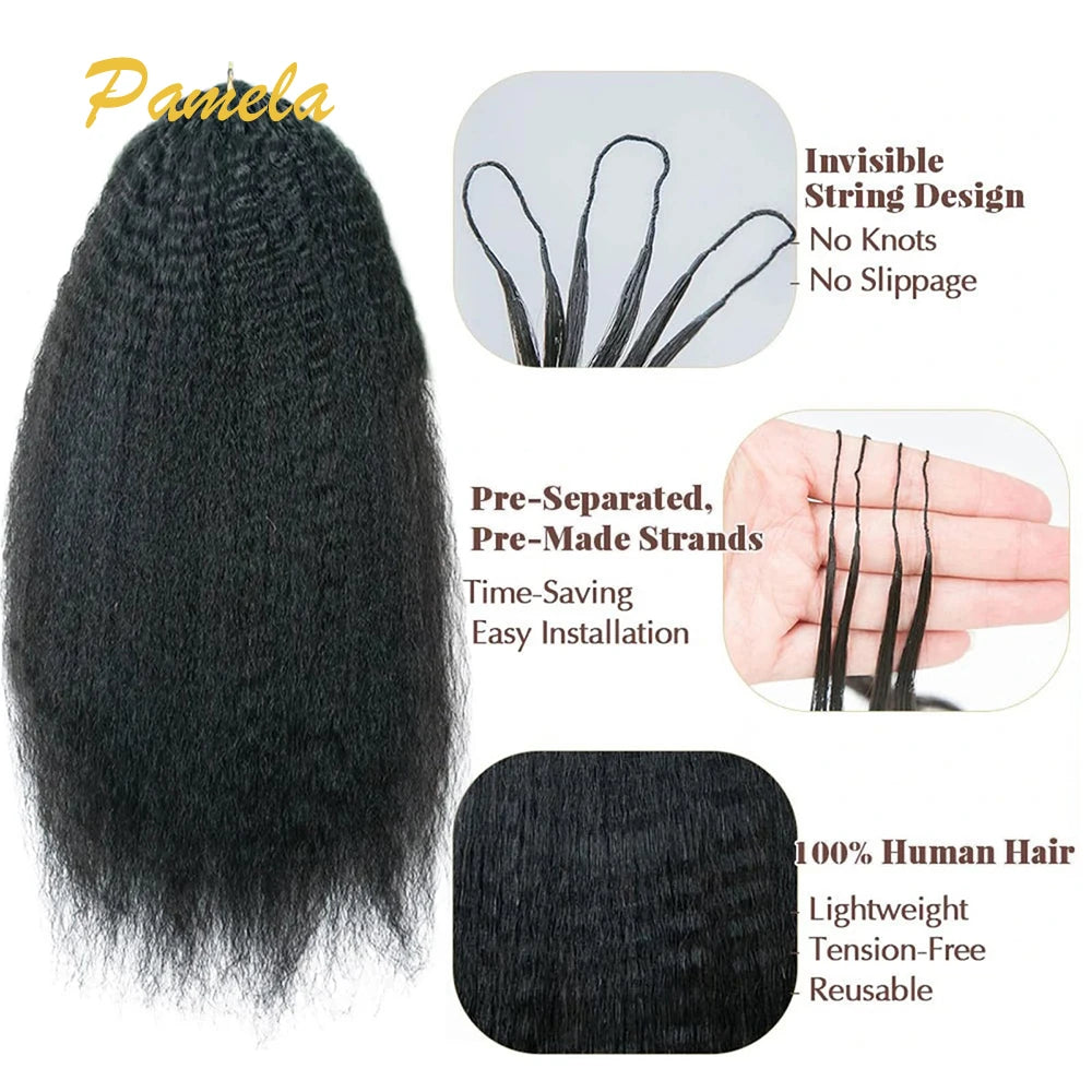 Kinky Straight Feather Crochet Braids 100% Human Hair Extension Knotless Crochet Hair Braided Glueless Wig 60g/Pack