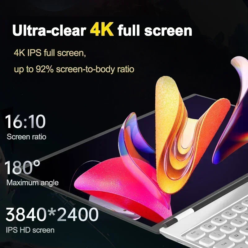 NEW  Laptop Intel N95 4K HD 120HZ Display 32GB+2TB Windows 11 Pro Office Gaming Notebook Computer Fingerprint Unlock PC