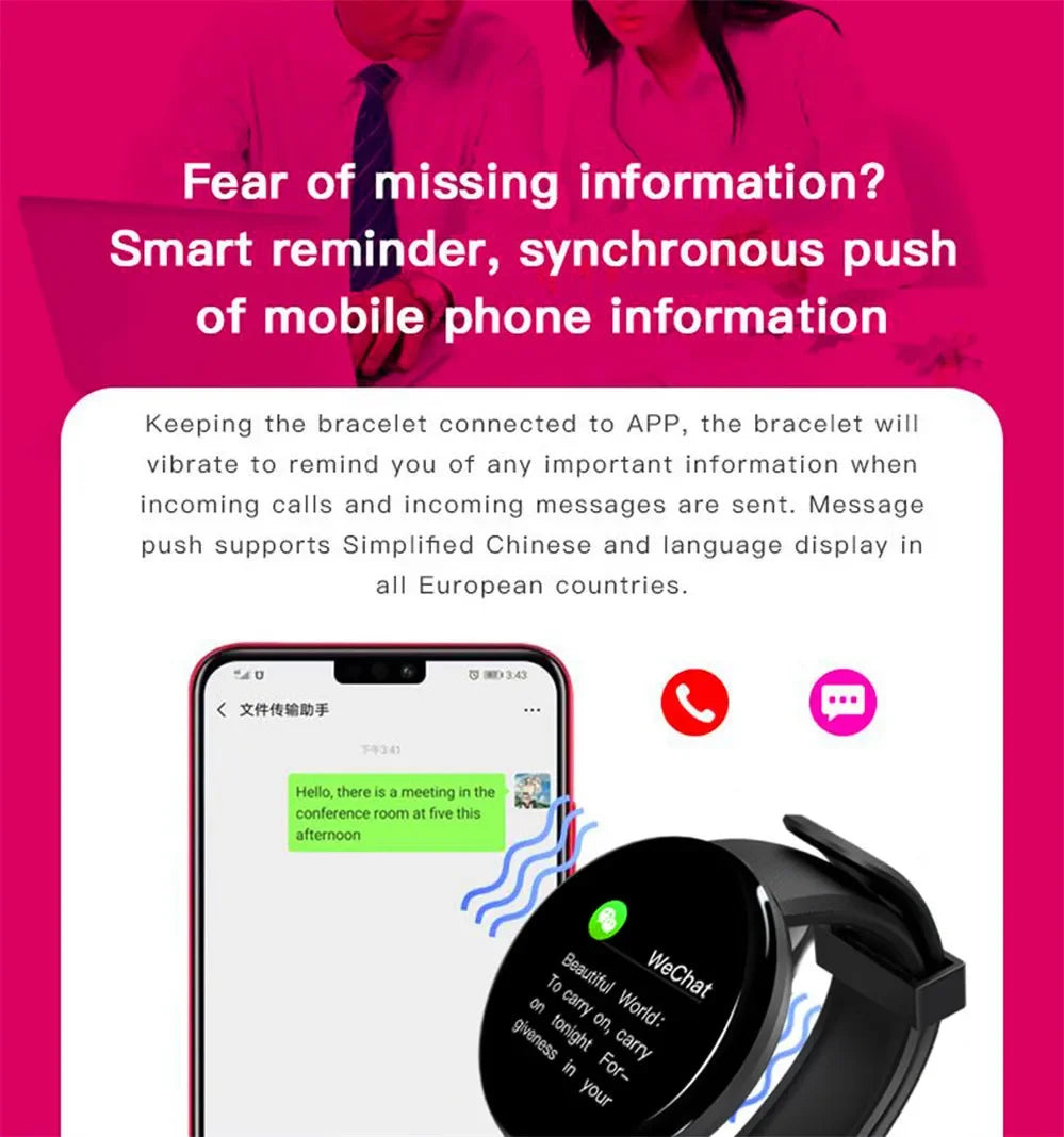 D18 Smart Watch Heart Rate Monitor Men's Women's Smartwatch Round Fitness Digital Watches for Men Women Band Bracelet PK D20 Y68