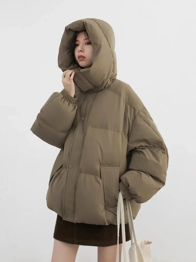 CHIC VEN Women Down Coats New Loose Hooded 90 White Duck Down Down Jacket Female Warm Bread Jacket Autumn Winter 2024