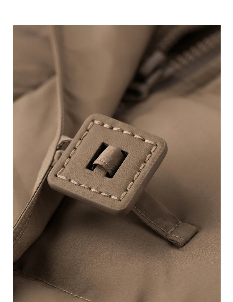 TOYOUTH Women Down Jacket 2024 Winter New 90% White Duck Down Fur Collar Hooded Warm Jacket Coat