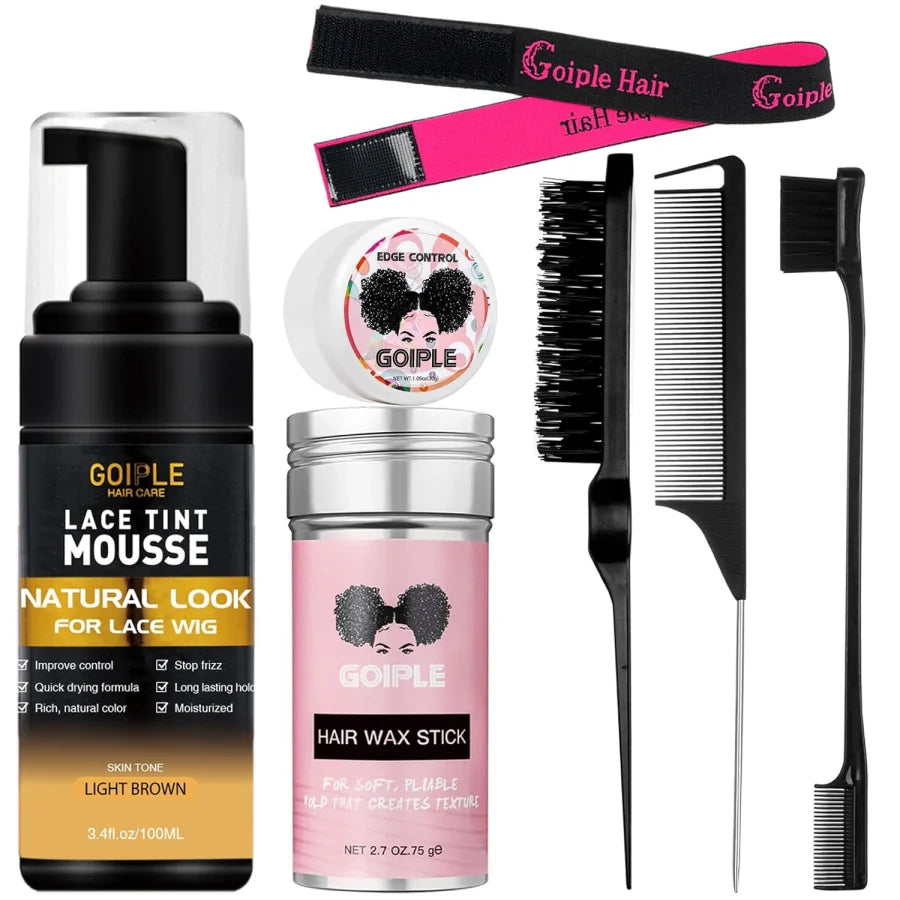 GOIPLE 200ML Lace Tint Mousse for Wig Grids Concealer Waterproof Melt Lace Dye Front Tint Spray Foam Quick Dry Wig Knots Healer