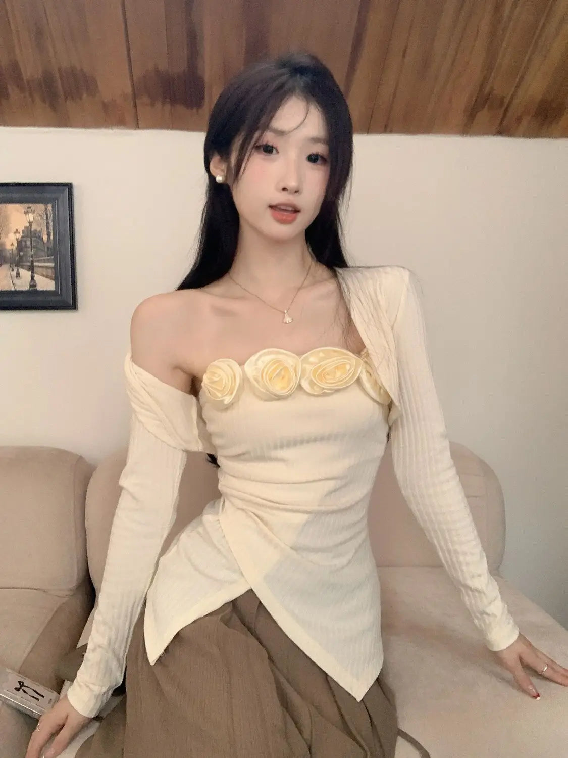 Women Clothes Spring Autumn Fashion Simplicity Office Lady Trend Pure Desire Wind Jacquard Solid Color Two-piece Set Cardigan