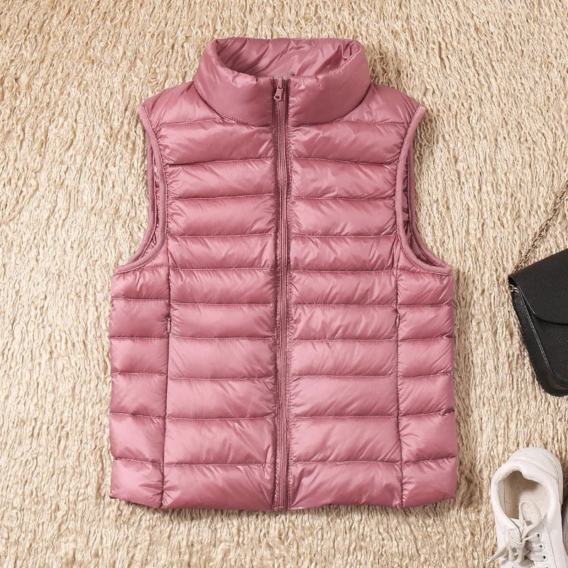 New Women Sleeveless Women's Ultra Light Down Vests Slim Jacket Girl Gilet Plus Lightweight Windproof Warm Waistcoat Portable