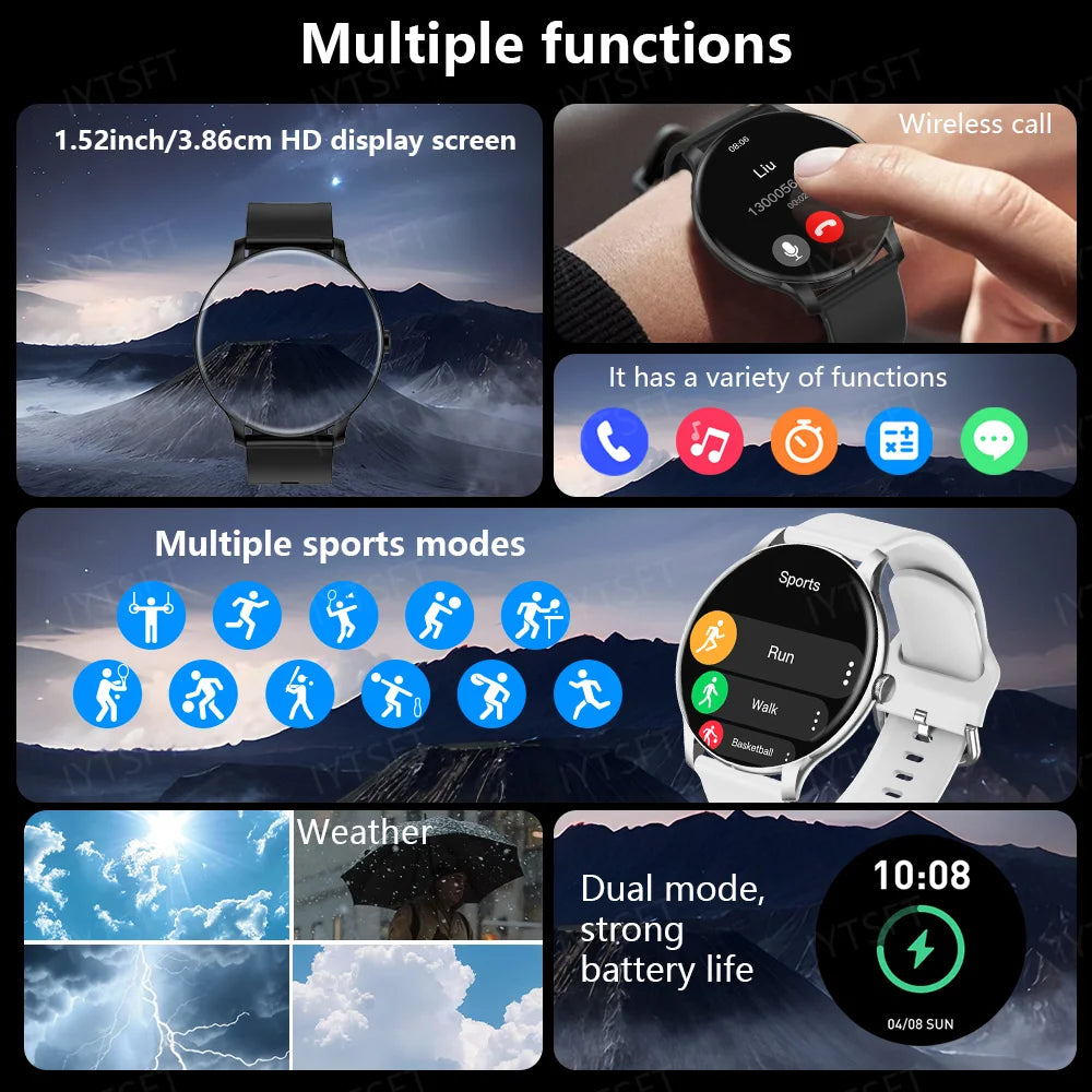LAXASFIT New Smart Watch Men's Full Touch Screen Sports & Fitness Watch Bluetooth Talk Ladies Smart Watch for Android iOS
