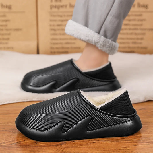 Slippers Men Indoor Fashion Waterproof Slides Home Bedroom Shoes New Style Warm and Fleece Cold Resistant Home Slippers