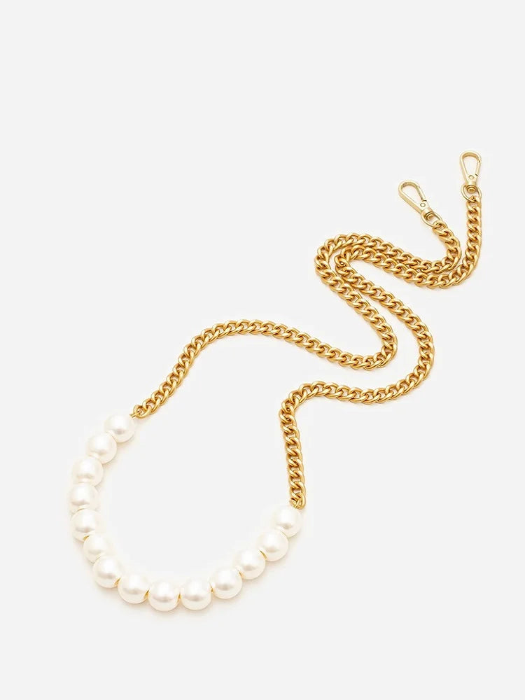 316L Stainless steel and Pearl Gold Silver Black Base Link Bag Chain Parts Accessories Strap Women Kpop Thick Belt Handbag