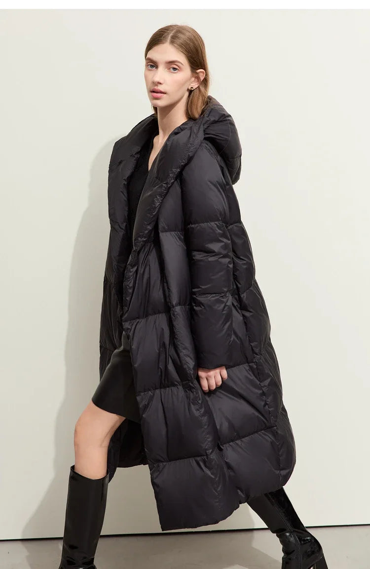 AMII Minimalist 2025 Down Jacket Coat Women Winter Warm Long Bread Puffer Coat Light Thick Quality Fashion Outerwear 12324060