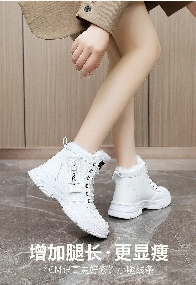 zapatos de mujer Designer Sneakers for Women Casual High Top Shoes Womens Winter Plush Lined Warm Thick Lace-up Sports Shoes