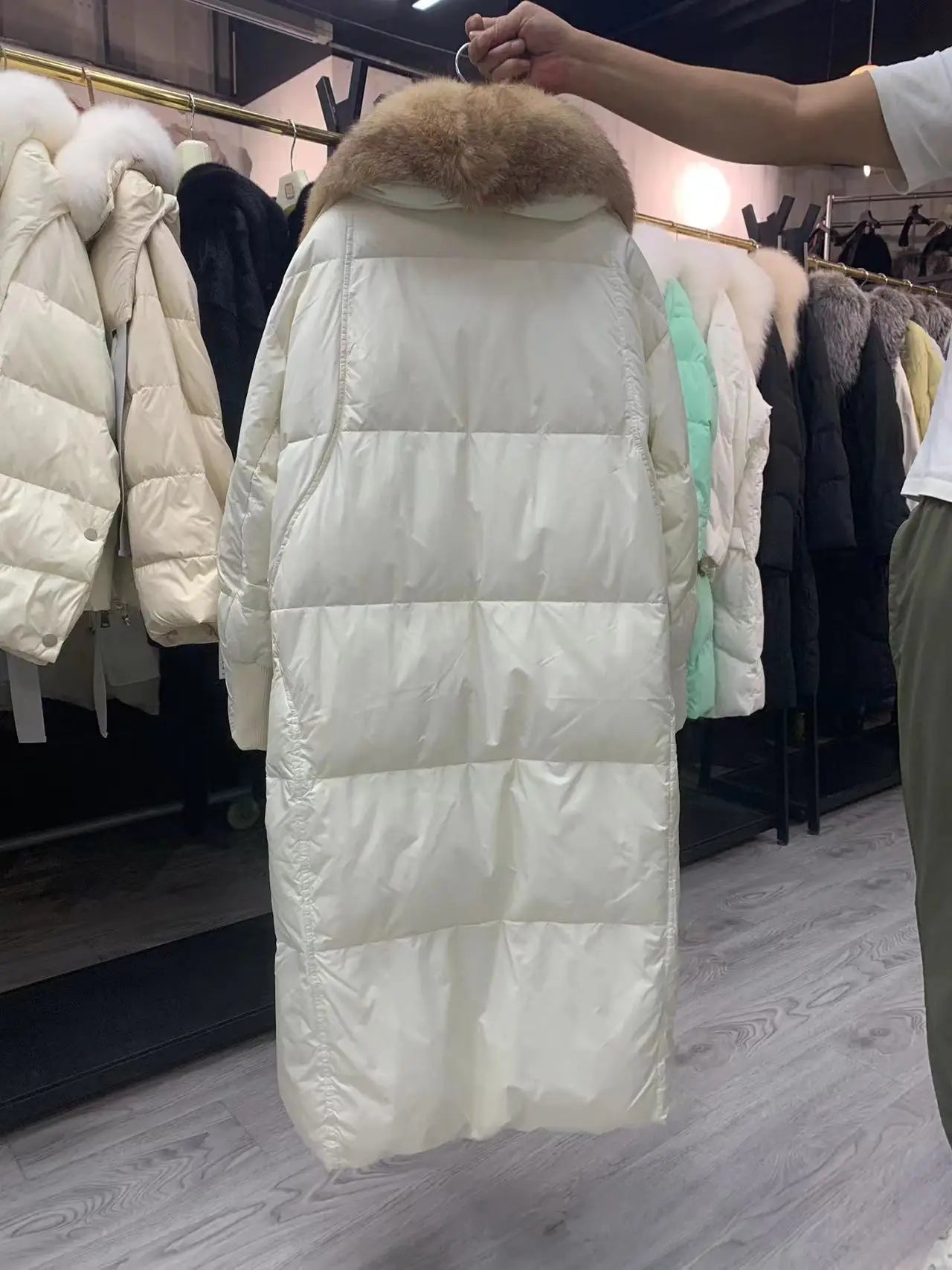 2025 New Winter Women Warm Coat 90% Goose Down Jacket Long Real Fox Fur Collar Thick Luxury Outerwear Female Coat Streetwear