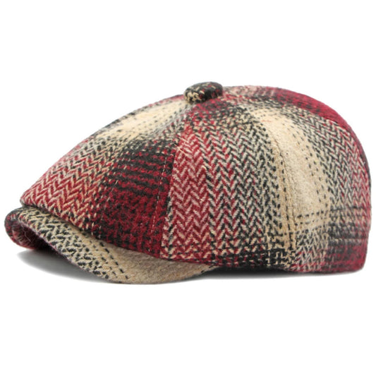 HT4184 Berets Autunm Winter Hats for Men Women Vintage Plaid Artist Painter Octagonal  Beret Hat Male Female Beret Cap
