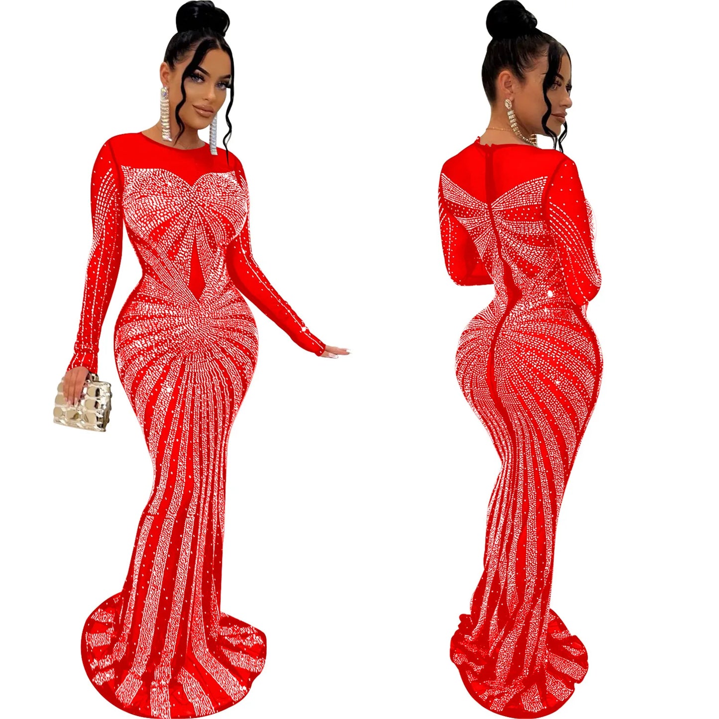 2023 African Maxi Dresses for Women African Fashion Sexy Dress Evening Women Party Club Mesh Bodycon Elegant Dresses