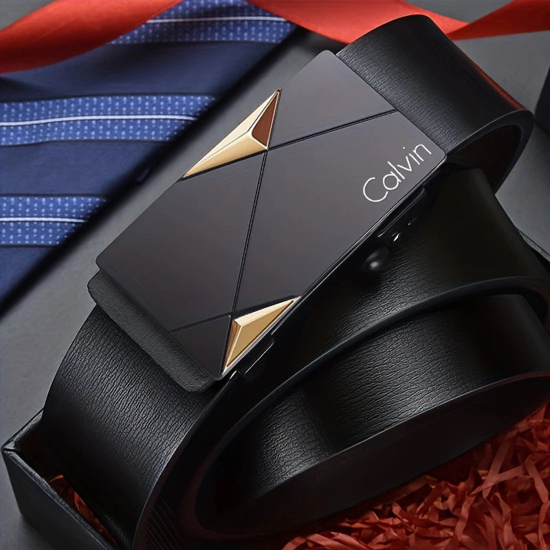 Stylish Men's PU Leather Belt - Fashion Belts for Daily Life, Leisure, Party, Festival, Work, and Business Automatic Buckle