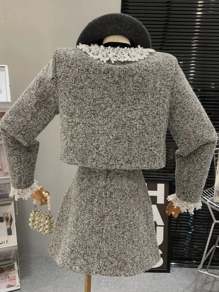 2024 new Winter clothes for women two piece set Jackets Coat + Skirt Female conjuntos para mujeres 2 piece sets women outfit