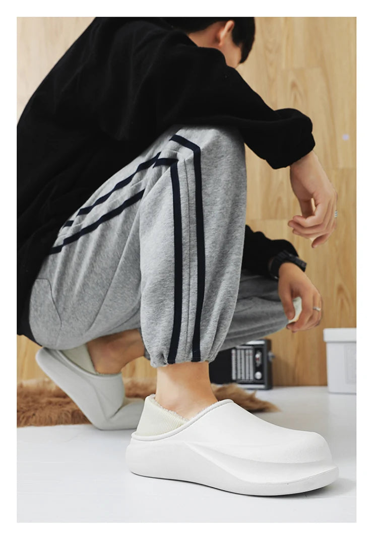2025 Men's Slippers New Model Warm Thick Bottom Non-Slip Shoes Soft Comfortable Heel Covering Wear-Resistant Indoor Footwear