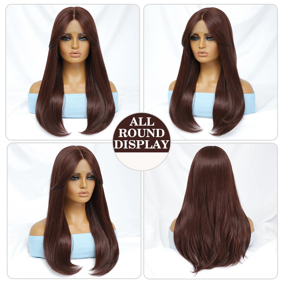 Synthetic Lace Front Wigs Long Straight Blonde Red Wig For Black Women Natural Ombre Brown Cosplay Lace Wig Halloween