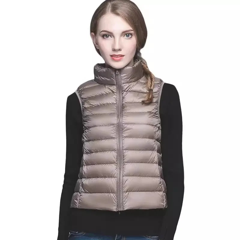 Autumn Ultra Lightweight Portable Tank Top Sleeveless Duck Down Coat Slim Fit Standing Collar Women's Down Vest Women's Coat