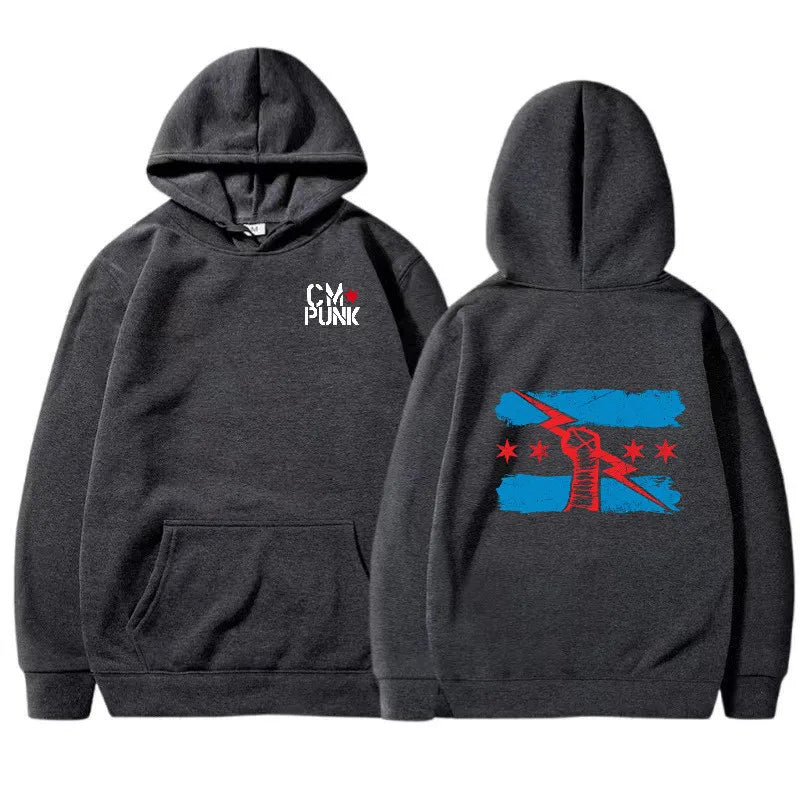 Autumn and Winter New Famous Wrestler Returns to CM Punk Men's Solid Hoodie Fashion Print Street Sports Casual Top Pullover