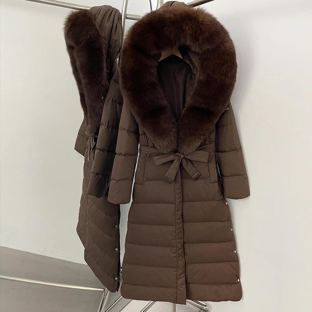 OFTBUY Long Puffer Jacket Women New 2025 Winter Warm White Duck Down Jacket Women's Real Fox Fur Coat Female Natural Fur Parkas