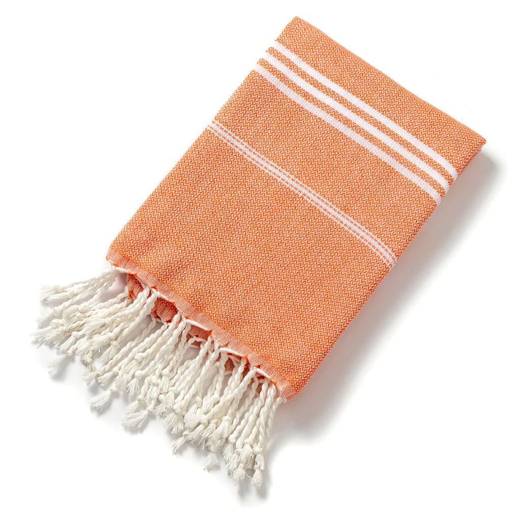 Cotton Striped  Turkish Sports Bath Towel with Tassels Travel Gym Camping Sauna Beach Pool Blanket Absorbent Easy Care