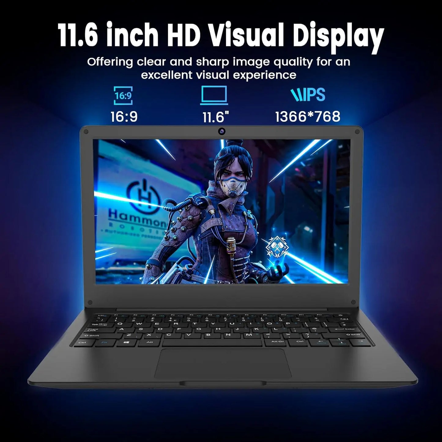 11.6 Inch Laptop, OS 11 Pro System Laptops, Slim and Lightweight Notebook HD Display, Russian- English Keyboard,Type_C 4000mAh