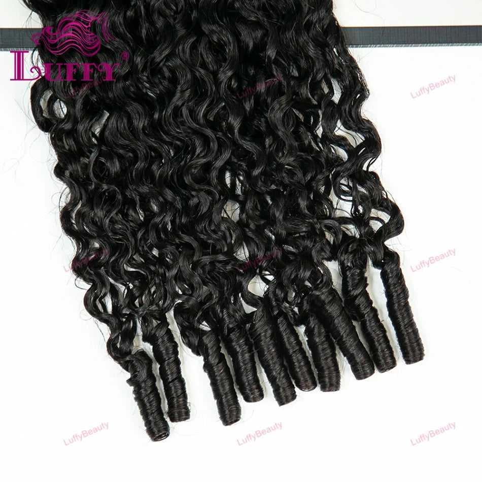Curly Crochet Human Hair Knotless Pre-Separated Crochet Hair Water Curly With String Pre-Looped Feather Hair Extensions