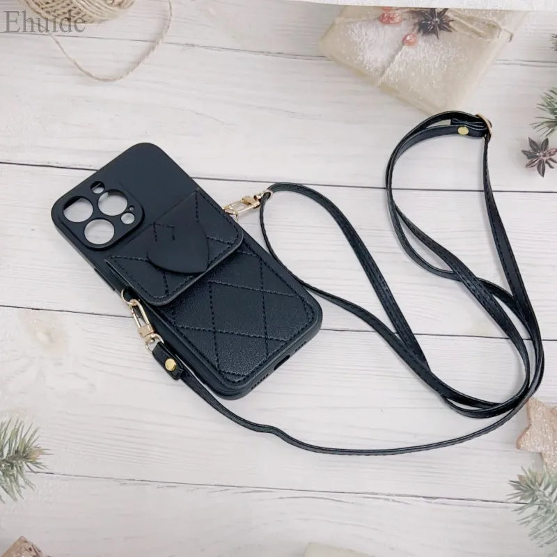 Cute Crossbody Lanyard Case For Xiaomi Redmi Note 14 Pro Plus 13 12 14C 13C Mi 14T X7 Strap Card Slots Phone 3D Love Heart Cover