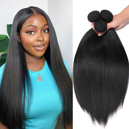 Yaki Straight Human Hair Bundles 100g Per Bundle 100% Human Hair Extensions Sew In Weaves 8-26 Inch Natutral Color 1/3/4 Bundles