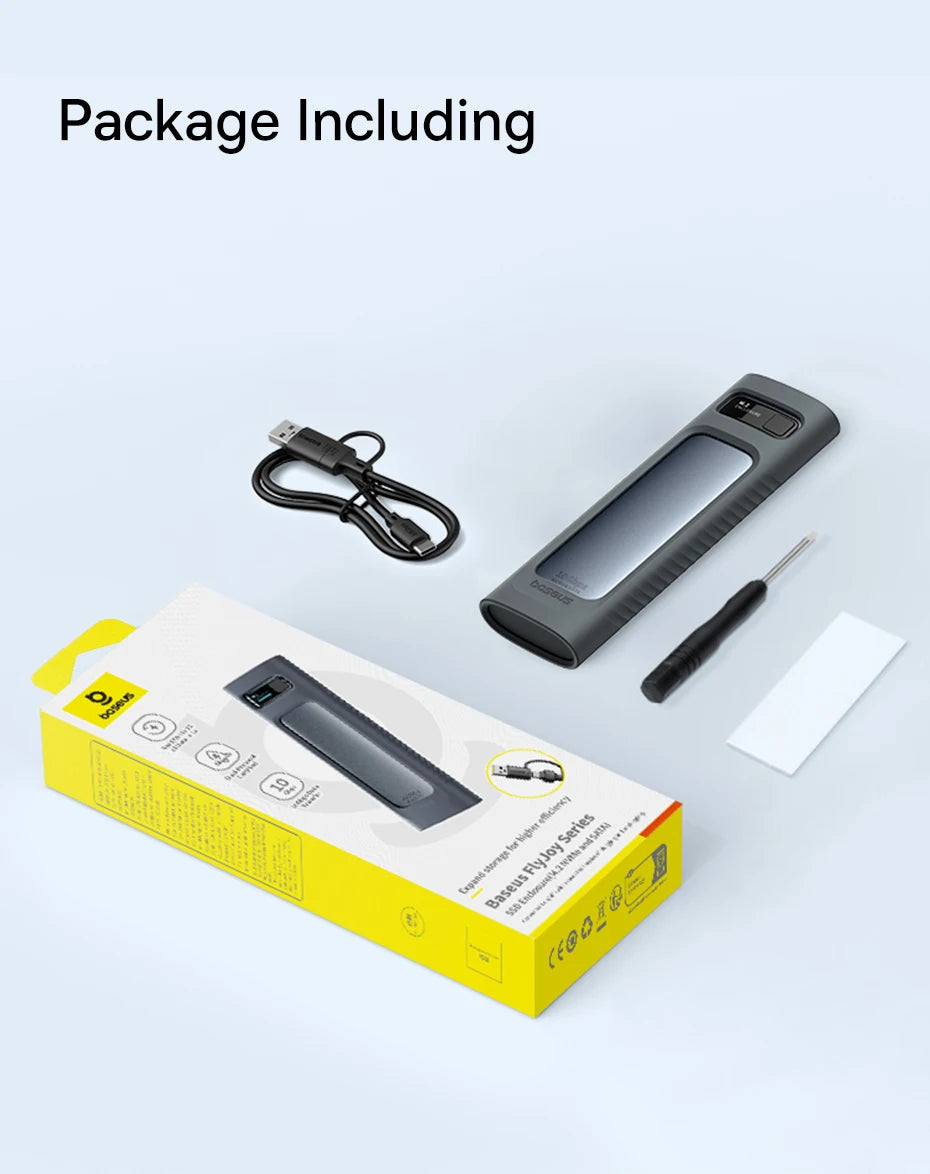 Baseus M2 SSD Case NVMe SATA Dual Protocol 10Gbps M.2 to USB Type C 3.2 Gen 2 Portable SATA NVMe External Enclosure SSD Box Case