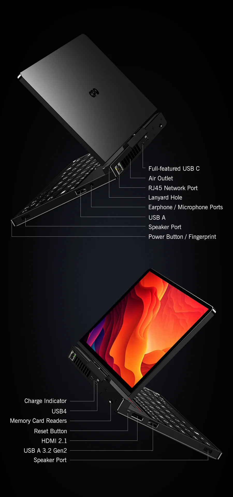 New 2025 version! GPD Pocket 4 8.8-inch AMD AI 9 HX 370 64GB RAM 2TB NVMe 2.5K resolution 144Hz refresh rate Gaming Mini Laptop