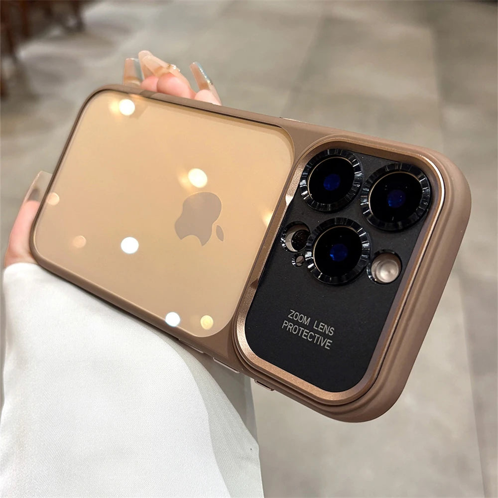 Luxury Magnetic Metal TPU Case For iPhone 17 16 15 14 Pro Max Plus Case Translucent Acrylic Hard Bumper Shockproof Protect Cover