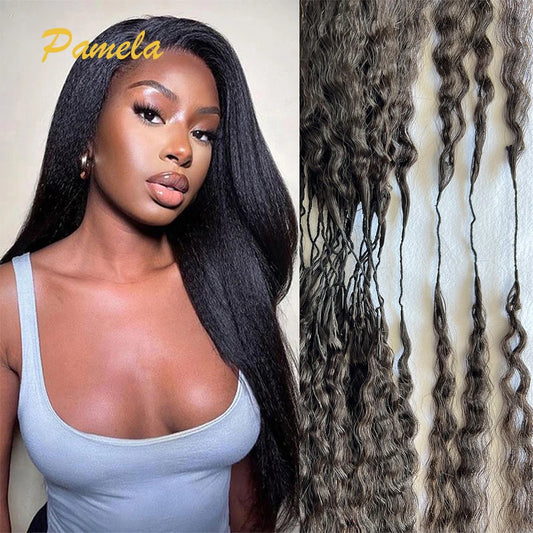 Kinky Straight Feather Crochet Braids 100% Human Hair Extension Knotless Crochet Hair Braided Glueless Wig 60g/Pack