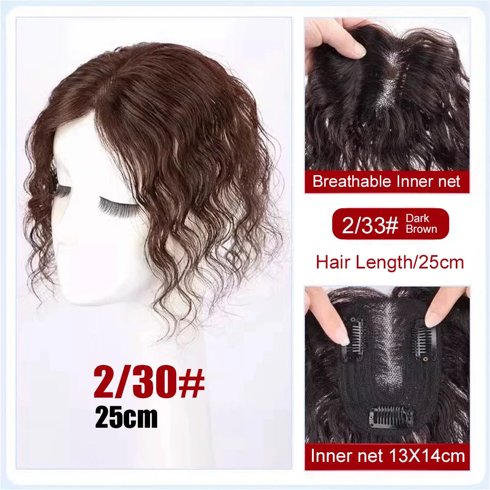 Synthetic Hair Toppers for Women Short Curly Clip In Hair Topper Wiglets with Middle part Bang Add Hair Volume Cover Gray Hair