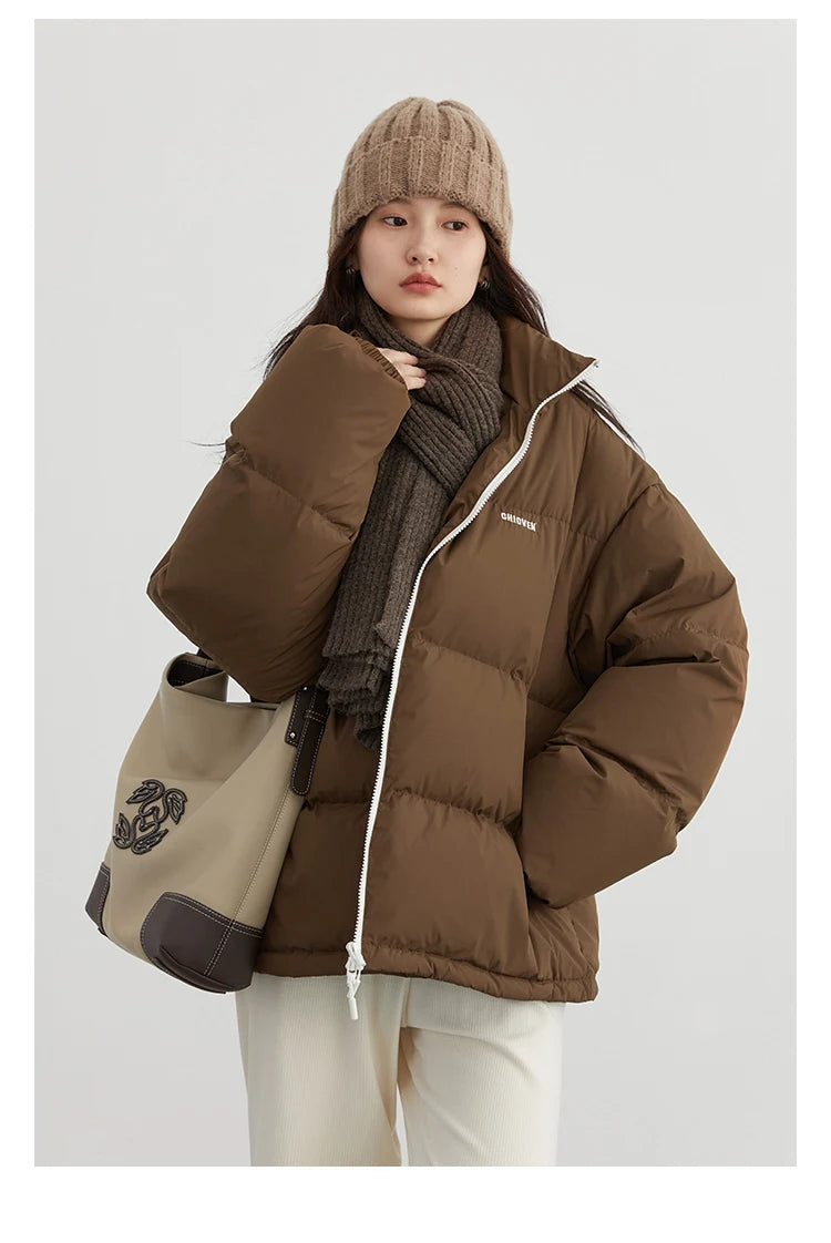 CHIC VEN Women Down Coats Streetwear Solid 90 White Duck Down Stand Collar Female Down Jacket Warm Ladies Overcoat Winter 2024